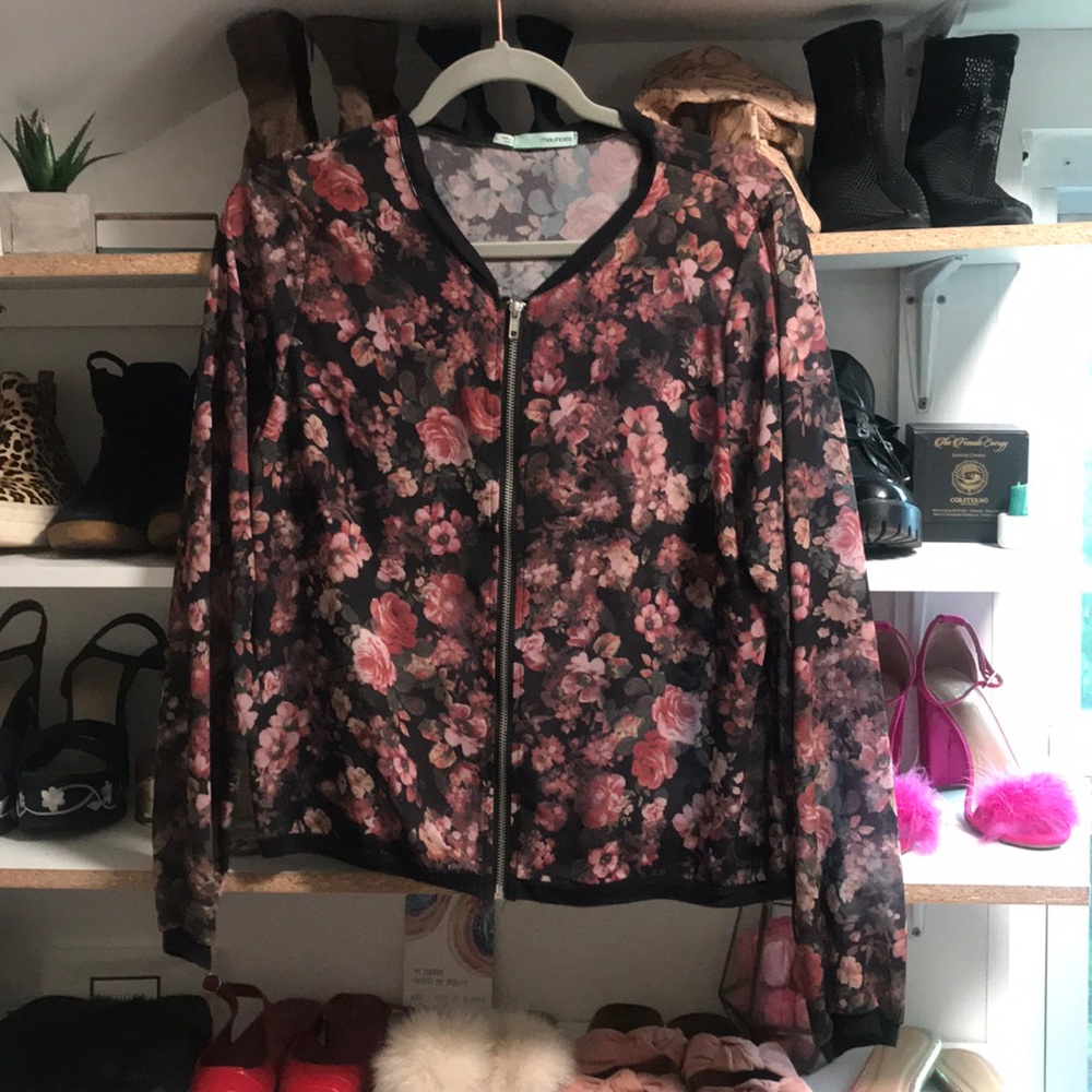 Maurices floral bomber style jacket